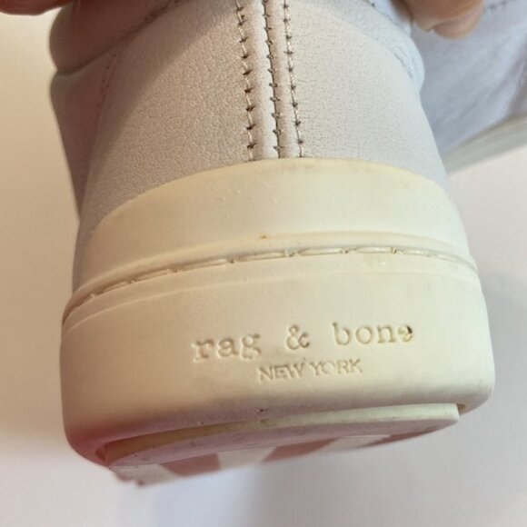 Rag & Bone White High Top Leather Sneakers Size 37  Designer Shoes - Picture 8 of 12